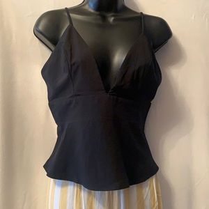 Spaghetti strap black top with free flowing bottoms